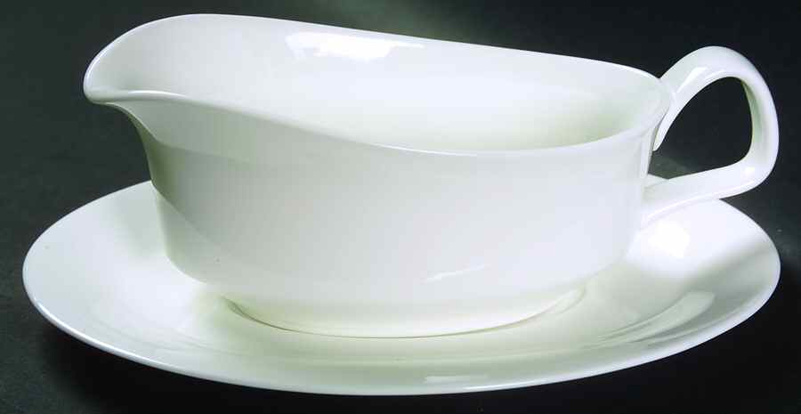 White Monarch Gravy Boat & Underplate by Minton-1