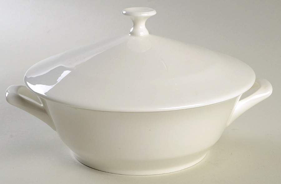 White Monarch Round Covered Vegetable by Minton-1