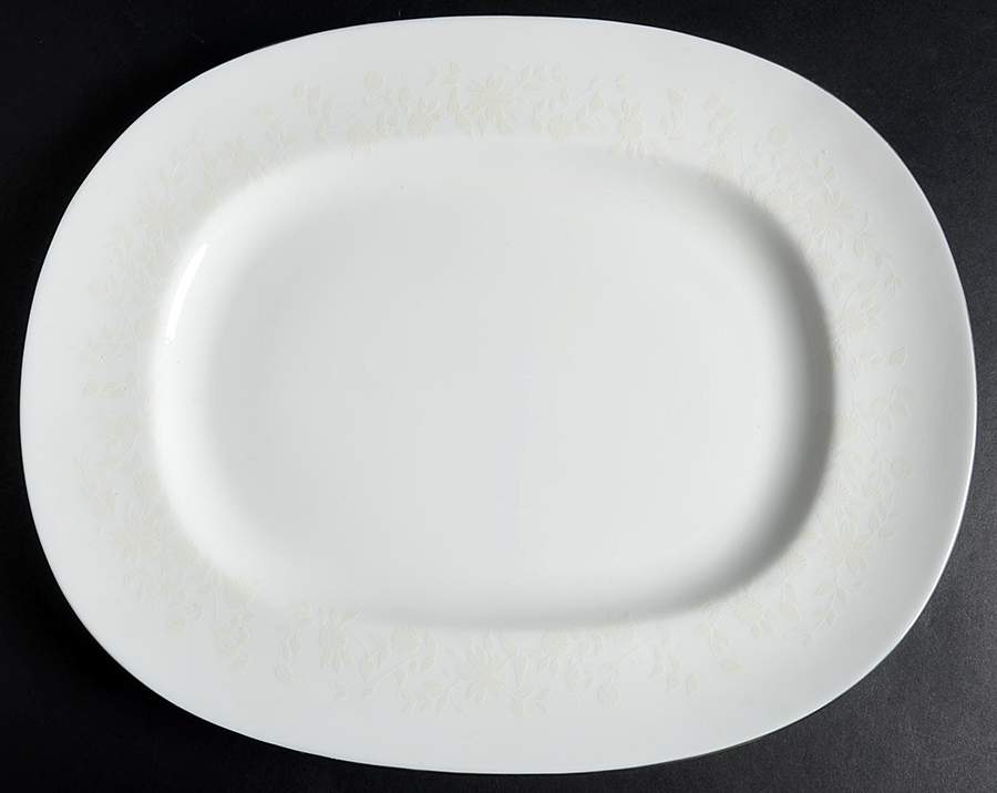 White Paisley 14" Oval Serving Platter by Minton-1