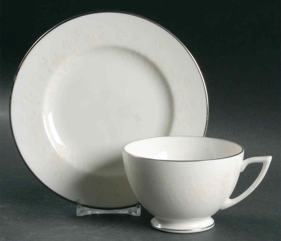 White Paisley Footed Cup & Saucer Set by Minton-1
