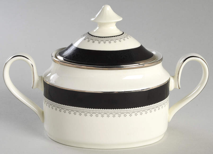 Wilmington (Black Band) Sugar Bowl & Lid by Minton-1