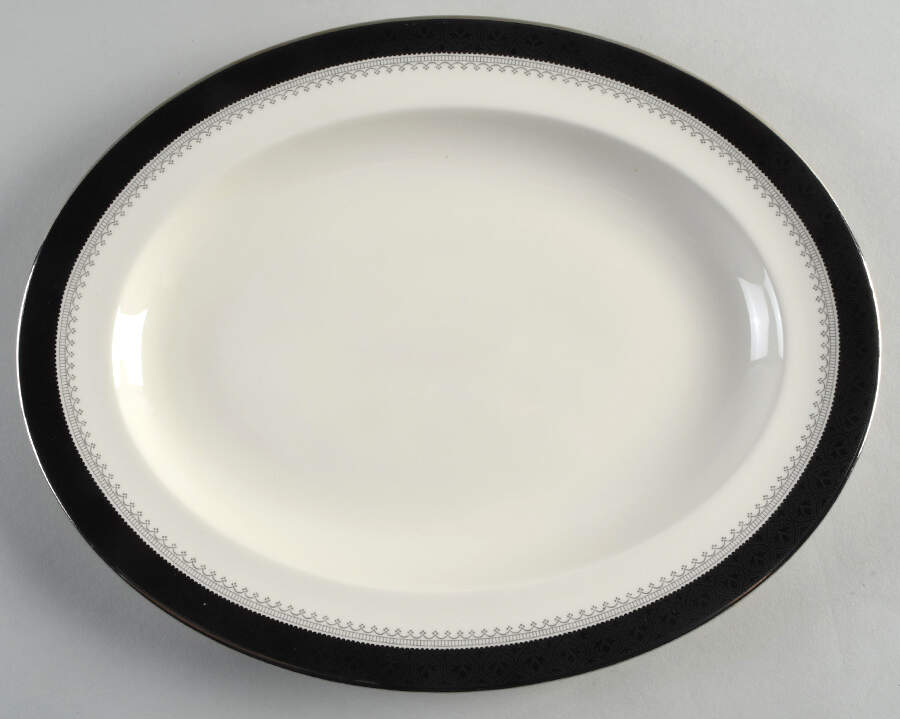 Wilmington (Black Band) 13" Oval Serving Platter by Minton-1