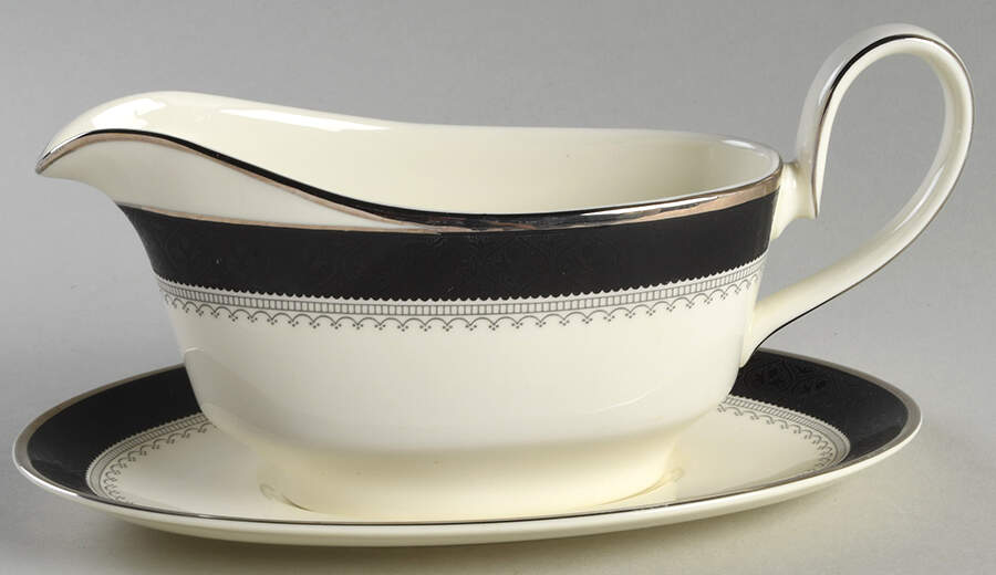 Wilmington (Black Band) Gravy Boat & Underplate by Minton-1