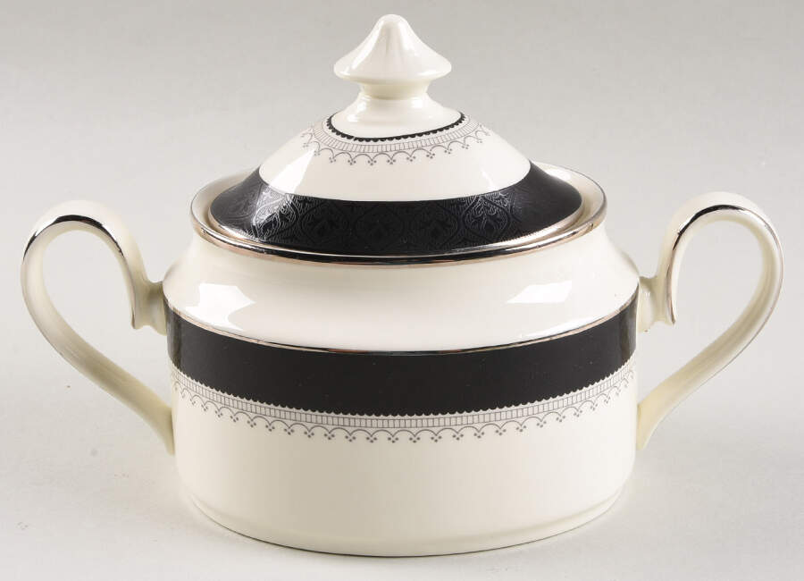 Wilmington (Black Band) Sugar Bowl & Lid by Minton-1