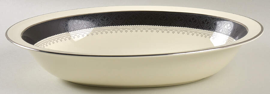 Wilmington (Black Band) 10" Oval Vegetable Bowl by Minton-1