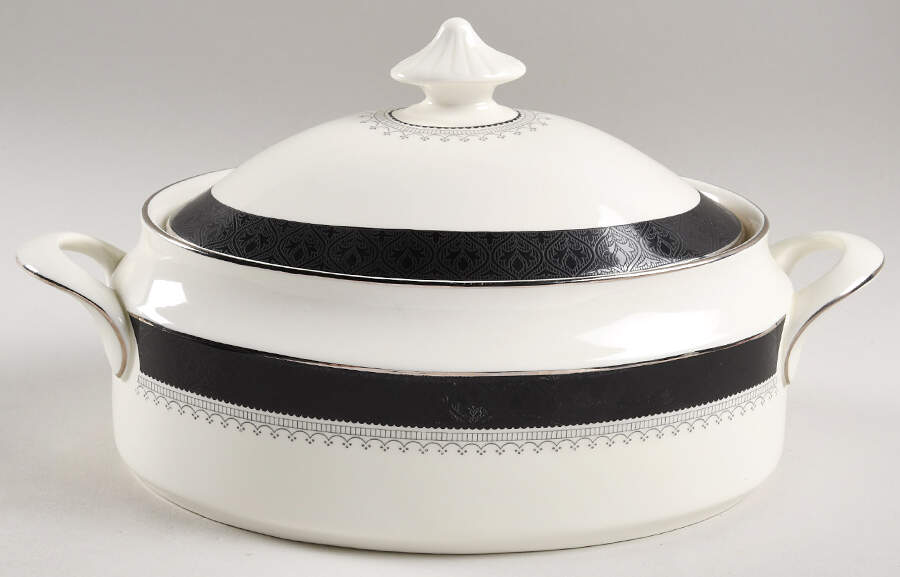 Wilmington (Black Band) Oval Covered Vegetable by Minton-1