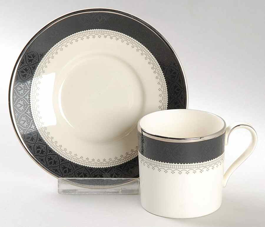 Wilmington (Black Band) Flat Demitasse Cup & Saucer Set by Minton-1