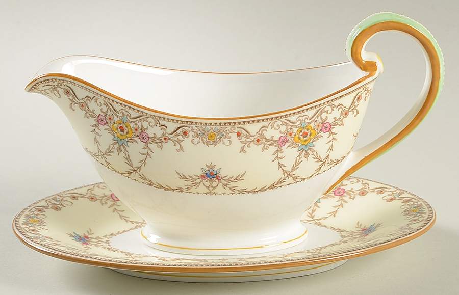 Wilmington Orange Gravy Boat & Underplate/Relish by Minton-1