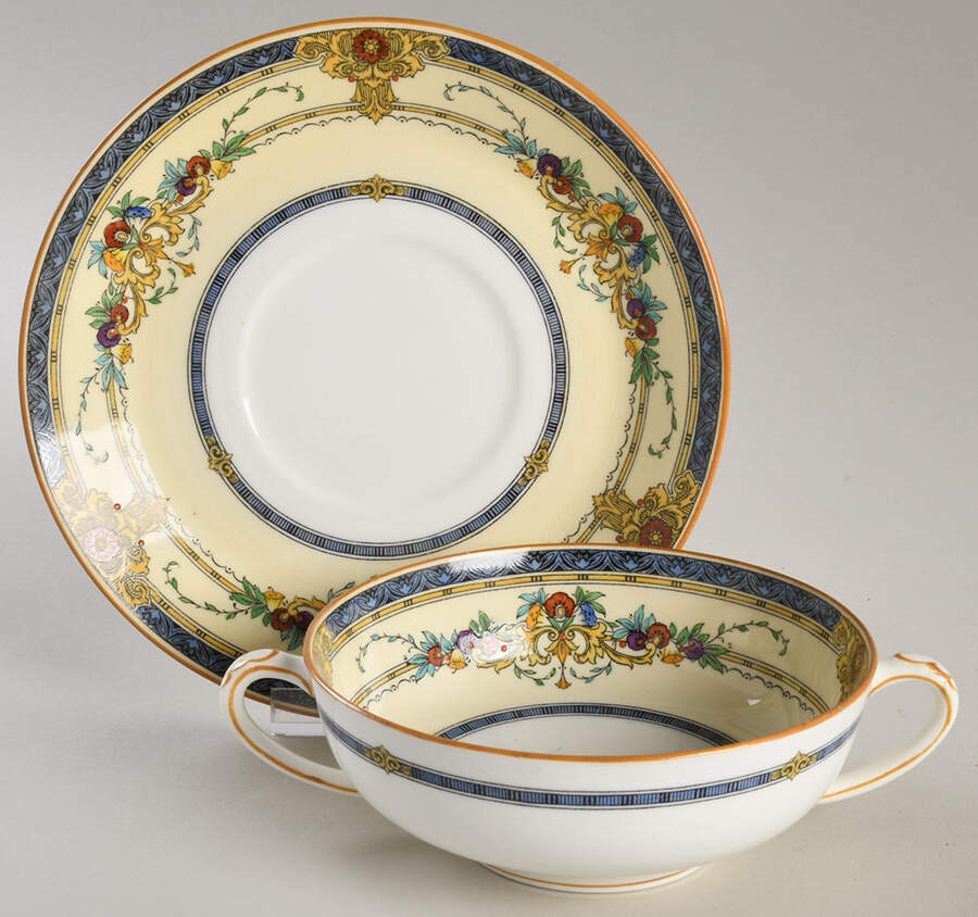 Windsor Blue Flat Cream Soup Bowl & Saucer Set by Minton-1