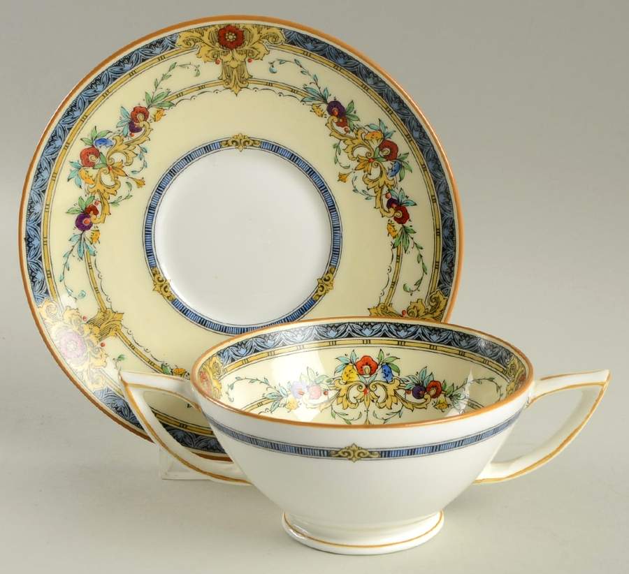 Windsor Blue Footed Bouillon Cup & Saucer by Minton-1