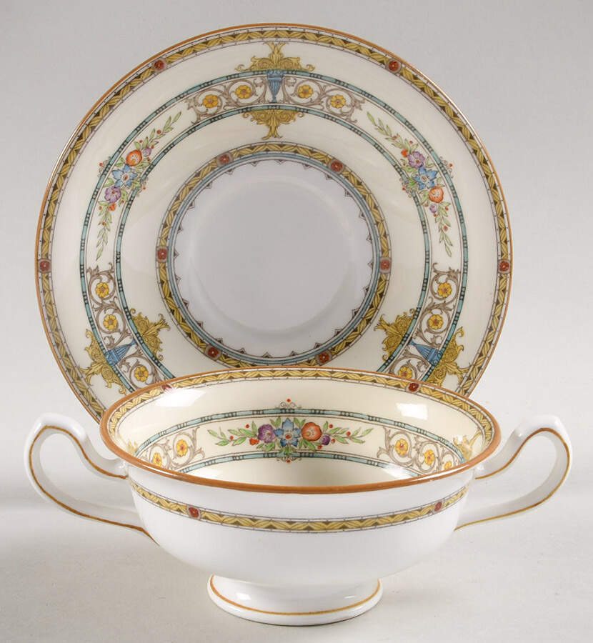 Windermere Footed Cream Soup Bowl & Saucer Set by Minton-1
