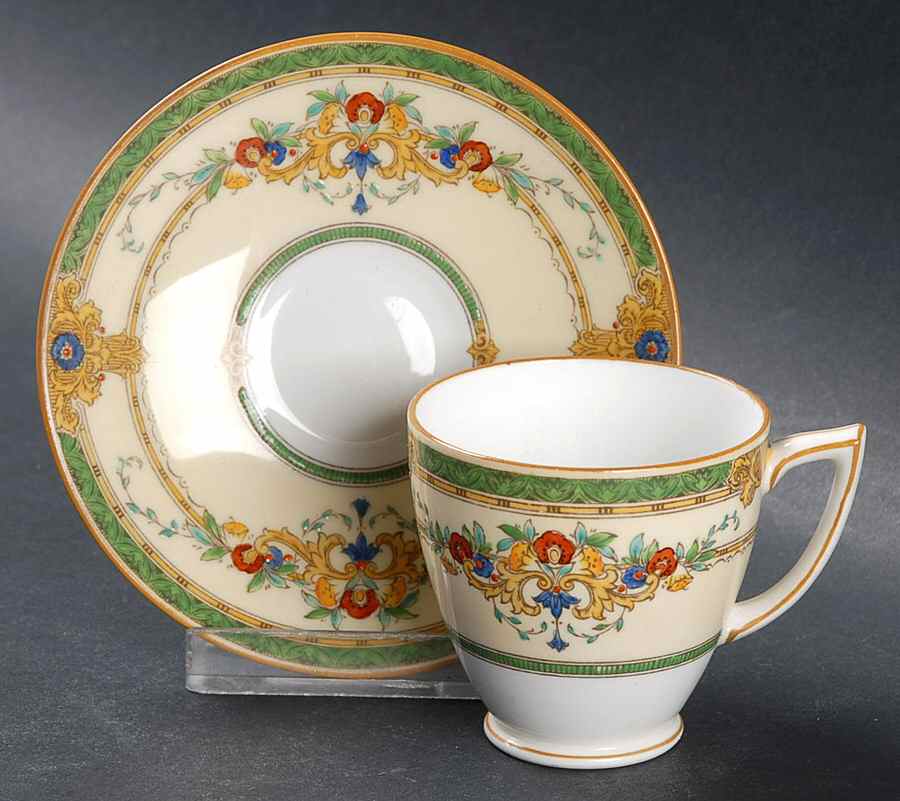 Windsor Green Footed Demitasse Cup & Saucer Set by Minton-1