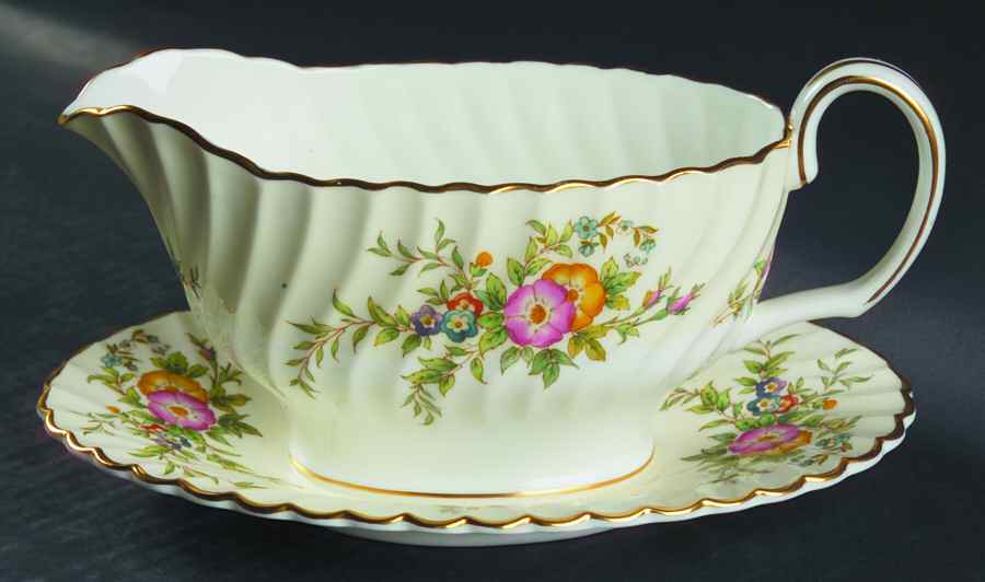 York Gravy Boat with Attached Underplate by Minton-1