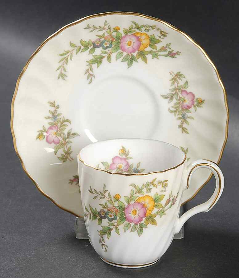 York Flat Demitasse Cup & Saucer Set by Minton-1