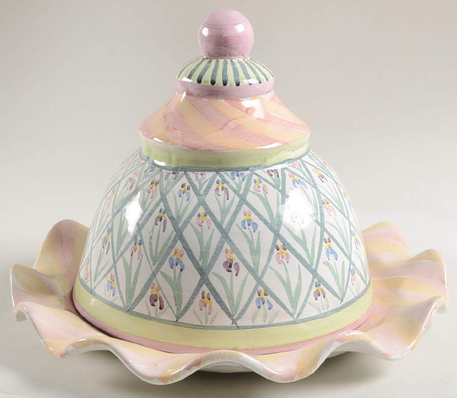 Bearded Iris Service Plate & Ceramic Dome by MacKenzie-Childs-1