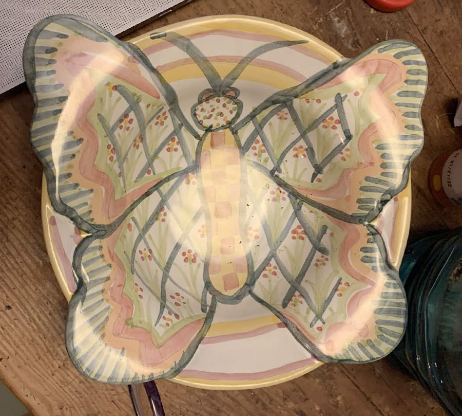 Bearded Iris Butterfly Shaped Bowl by MacKenzie-Childs-1