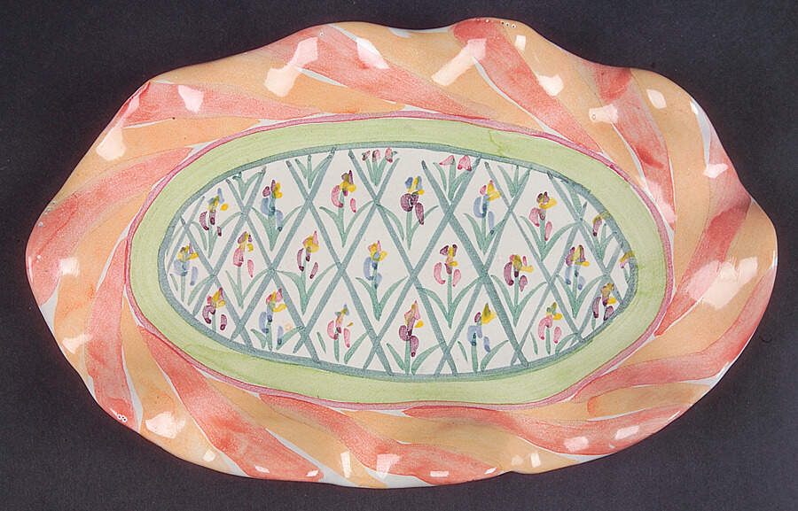 Bearded Iris 9" Oval Fluted Dish by MacKenzie-Childs-1