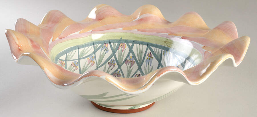 Bearded Iris 14" Round Serving Bowl by MacKenzie-Childs-1