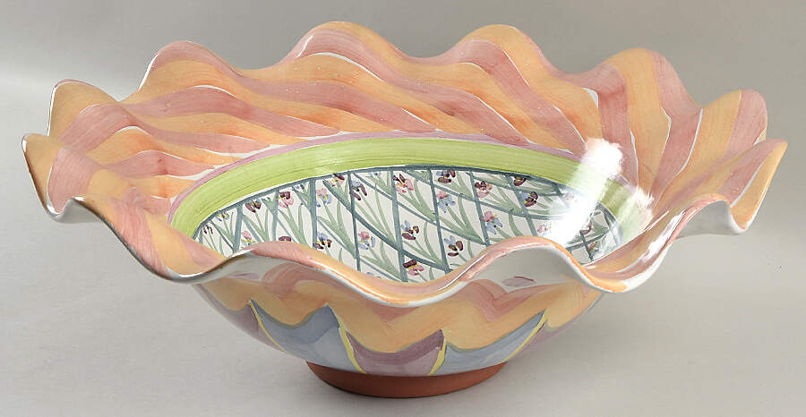 Bearded Iris 17" Round Serving Bowl by MacKenzie-Childs-1