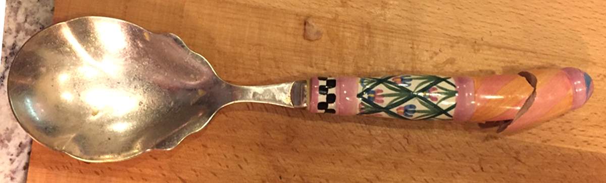 Bearded Iris Salad Serving Spoon with Stainless Bowl by MacKenzie-Childs-1