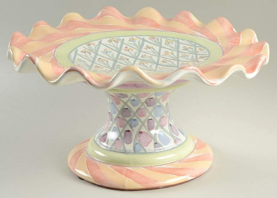 Bearded Iris 11" Diameter Pedestal Cake Stand by MacKenzie-Childs-1