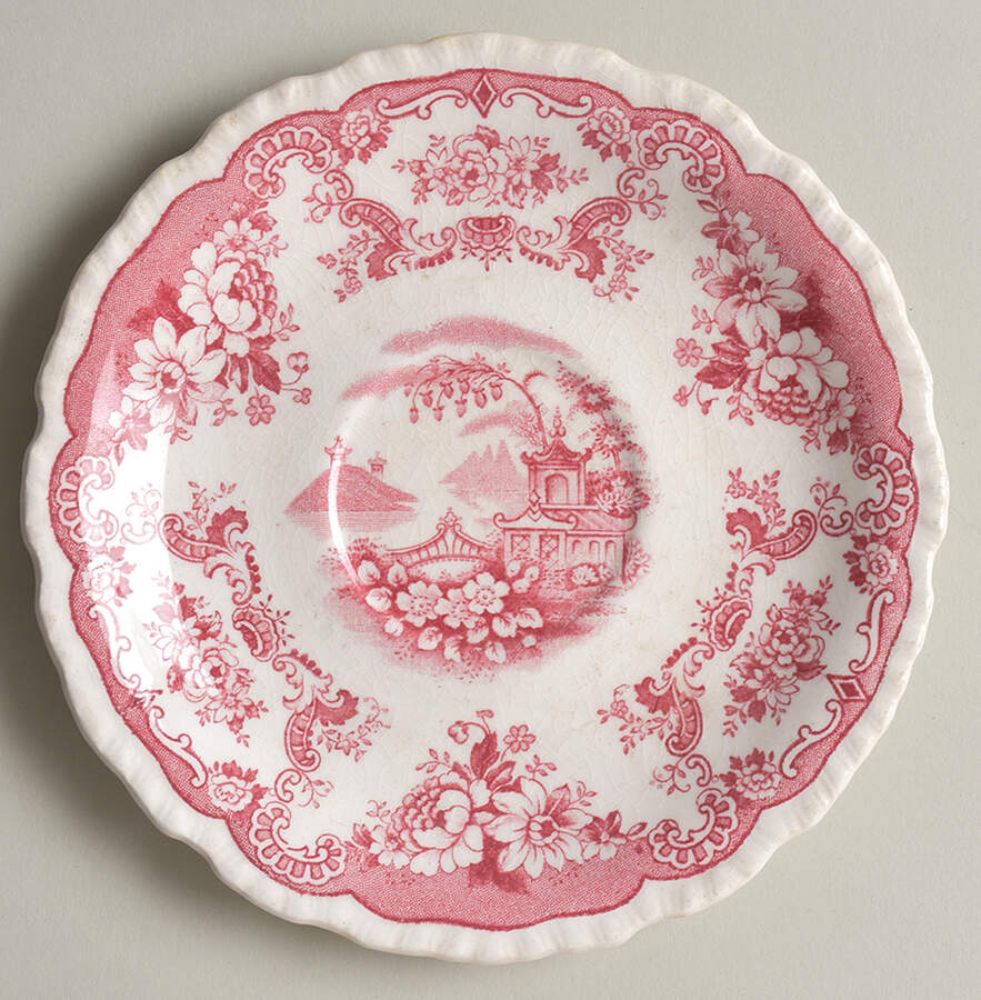 Bombay Red (Scalloped) Saucer by John Maddock & Sons-1