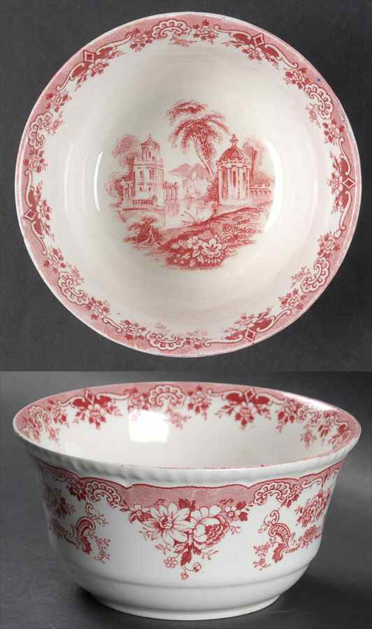 Bombay Red (Scalloped) Cranberry Bowl by John Maddock & Sons-1