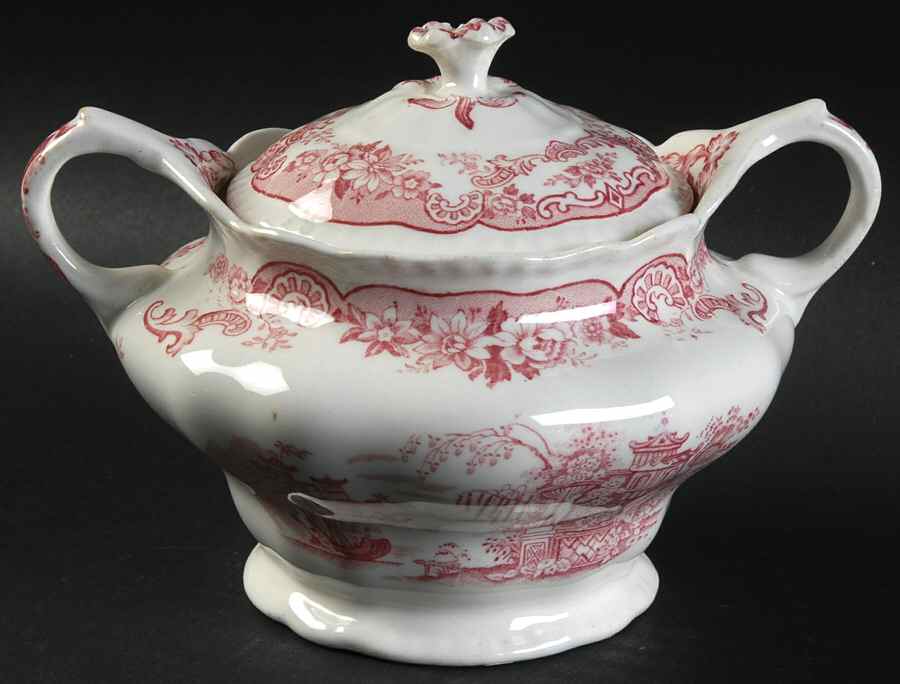 Bombay Red (Scalloped) Sugar Bowl & Lid by John Maddock & Sons-1