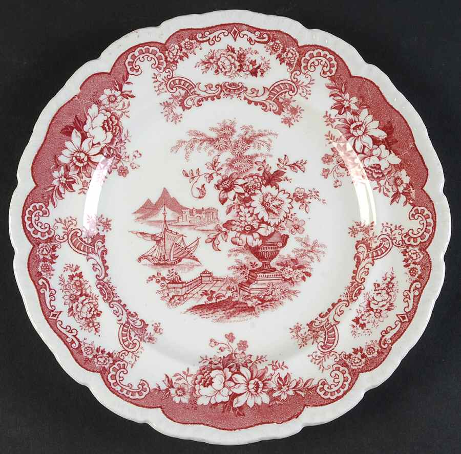 Bombay Red (Scalloped) Salad Plate by John Maddock & Sons-1