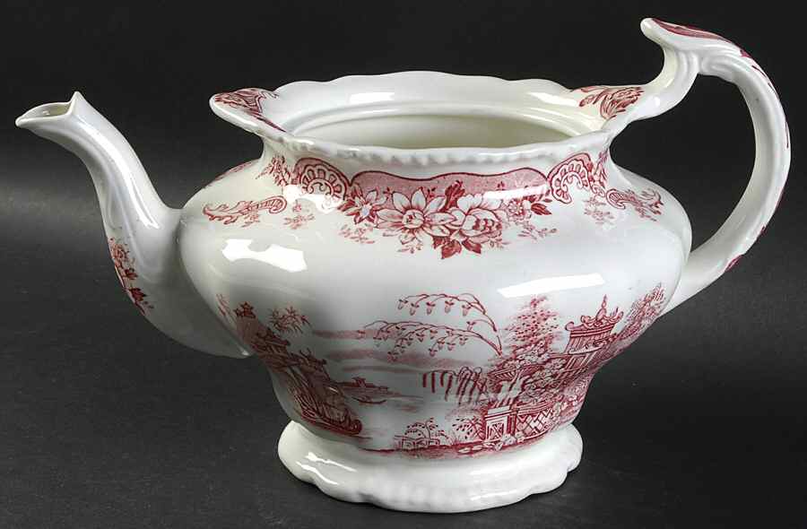 Bombay Red (Scalloped) Teapot No Lid by John Maddock & Sons-1