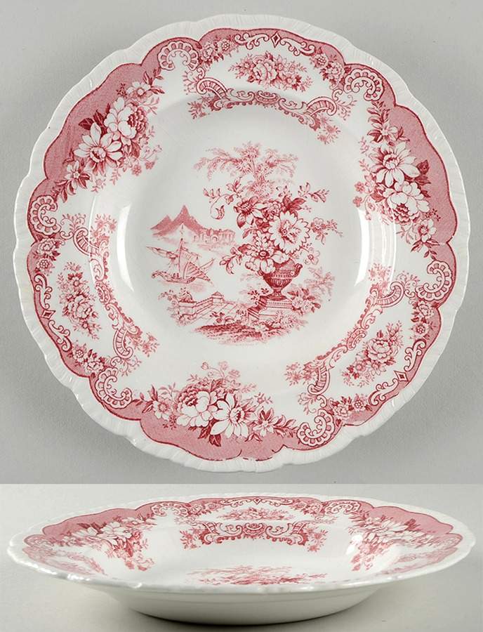 Bombay Red (Scalloped) Rim Soup Bowl by John Maddock & Sons-1