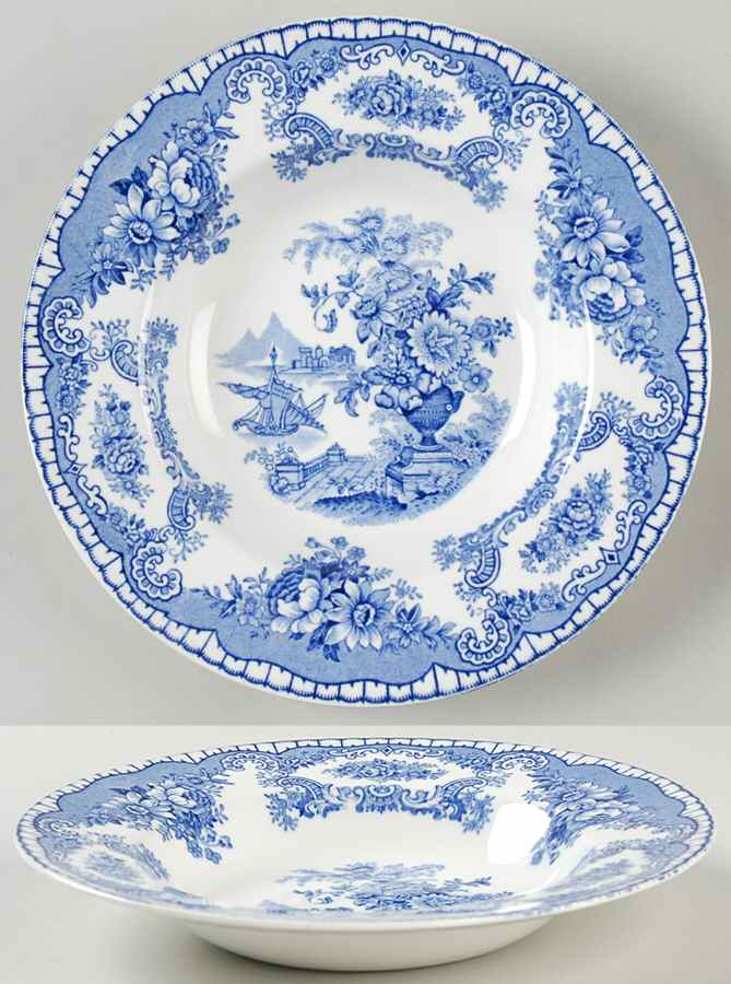 Bombay Blue (Smooth) Rim Soup Bowl by John Maddock & Sons-1
