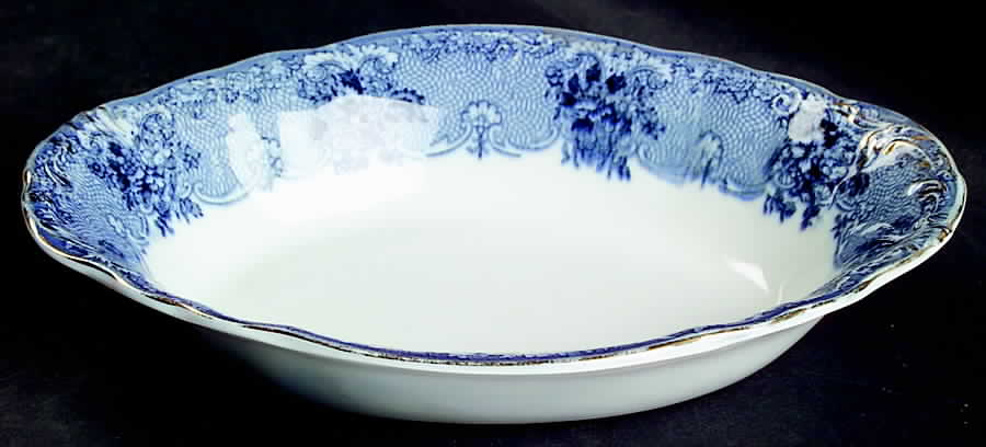 Gem (Flow Blue) 9" Oval Vegetable Bowl by John Maddock & Sons-1