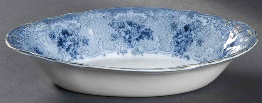 Gem (Flow Blue) 10" Oval Vegetable Bowl by John Maddock & Sons-1