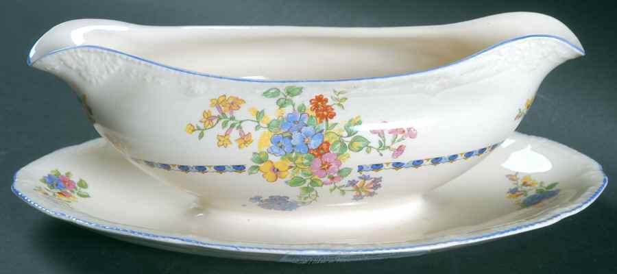 Hadley Gravy Boat with Attached Underplate by John Maddock & Sons-1