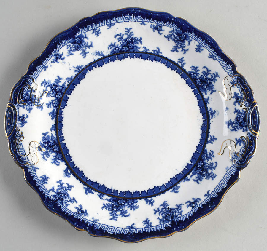 Hamilton Blue Handled Cake Plate by John Maddock & Sons-1