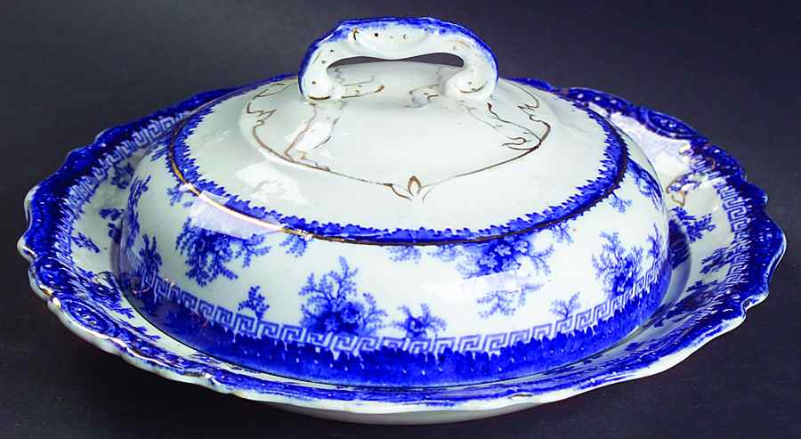 Hamilton Blue Round Covered Butter by John Maddock & Sons-1