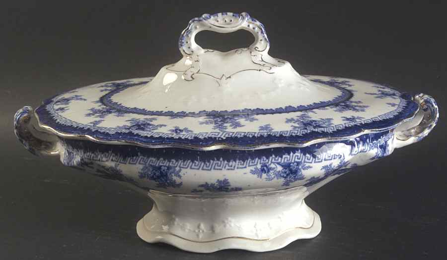 Hamilton Blue Oval Covered Vegetable by John Maddock & Sons-1