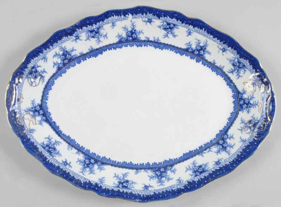 Hamilton Blue 12" Oval Serving Platter by John Maddock & Sons-1