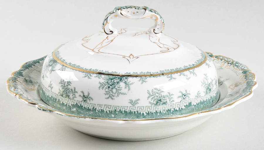 Hamilton Green Round Covered Butter by John Maddock & Sons-1
