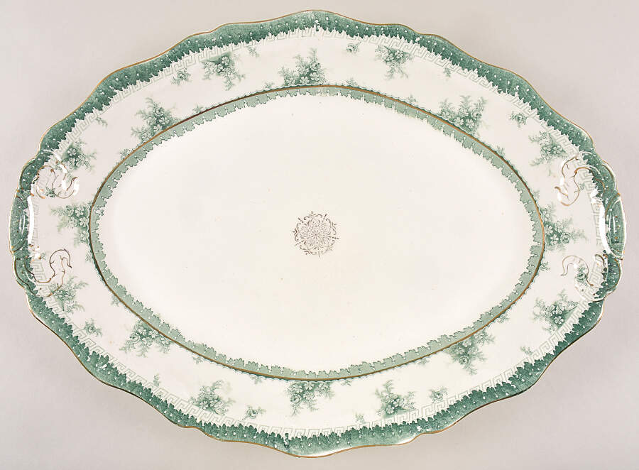 Hamilton Green 19" Oval Serving Platter by John Maddock & Sons-1