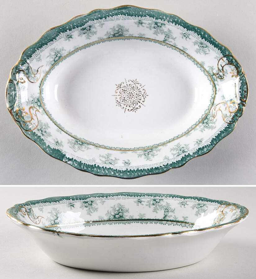Hamilton Green 9" Oval Vegetable Bowl by John Maddock & Sons-1