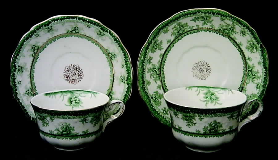 Hamilton Green Flat Cup & Saucer Set by John Maddock & Sons-1