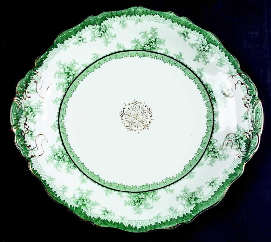 Hamilton Green Handled Cake Plate by John Maddock & Sons-1