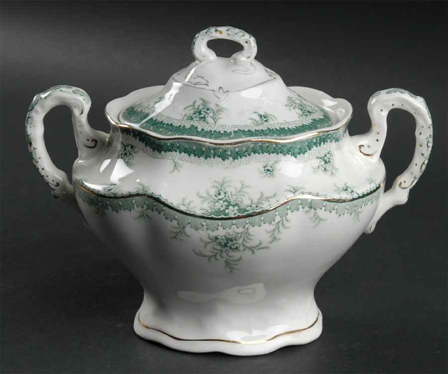 Hamilton Green Sugar Bowl & Lid by John Maddock & Sons-1