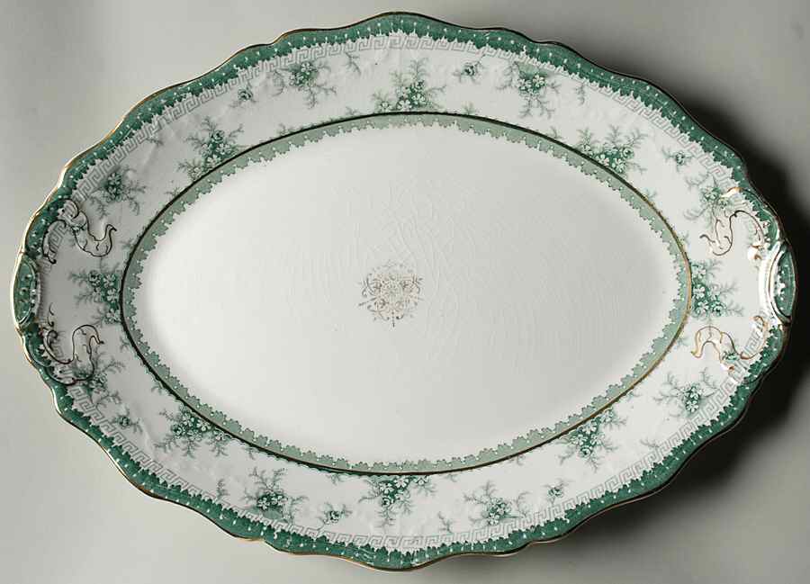 Hamilton Green 17" Oval Serving Platter by John Maddock & Sons-1