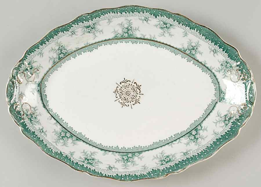 Hamilton Green 11" Oval Serving Platter by John Maddock & Sons-1
