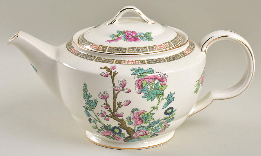 Indian Tree (Gold Trim, Semiscalloped) Teapot & Lid by John Maddock & Sons-1