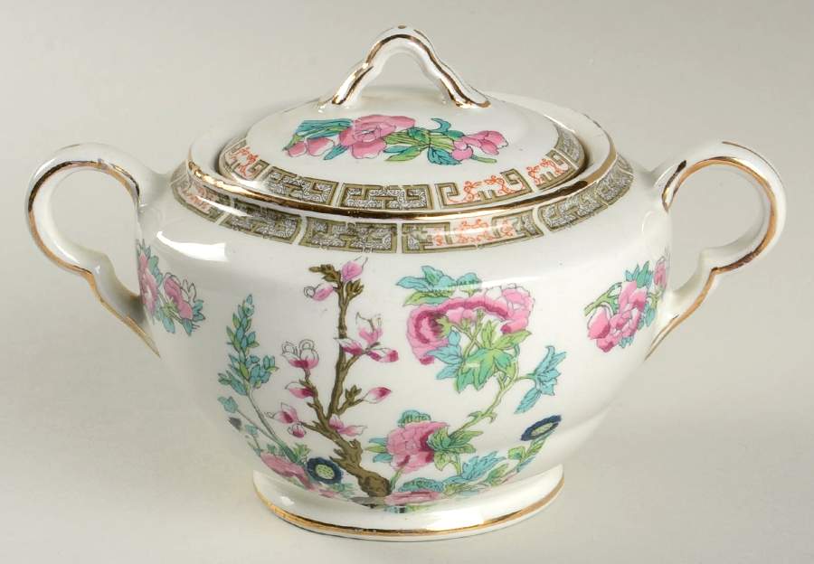 Indian Tree (Gold Trim, Semiscalloped) Sugar Bowl & Lid by John Maddock & Sons-1