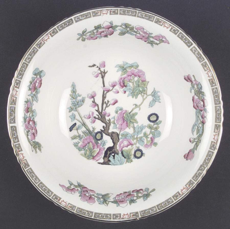Indian Tree (Gold Trim, Semiscalloped) 8" Round Vegetable Bowl by John Maddock & Sons-1